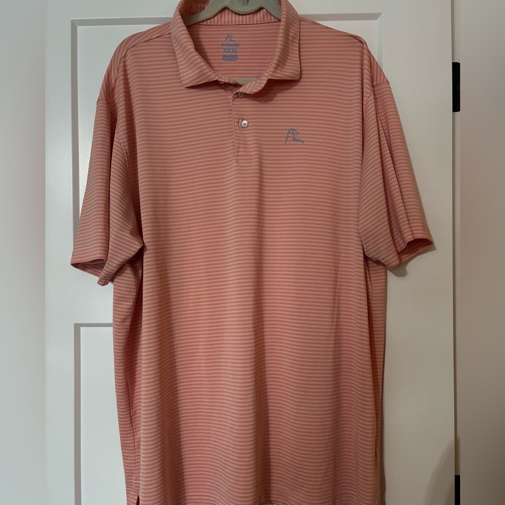 Rhoback The Sint Maarten Orange & Pink Striped Golf Polo sz XXXL‎